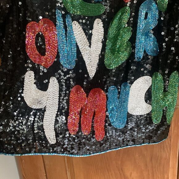 Vintage 80’s I ‘Love You Very Much’ sequined and beaded pullover blouse - Picture 4 of 10